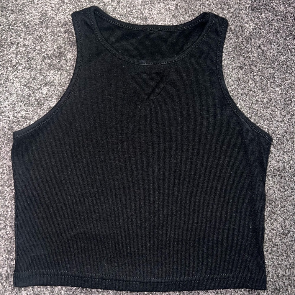 heart cut out crop top